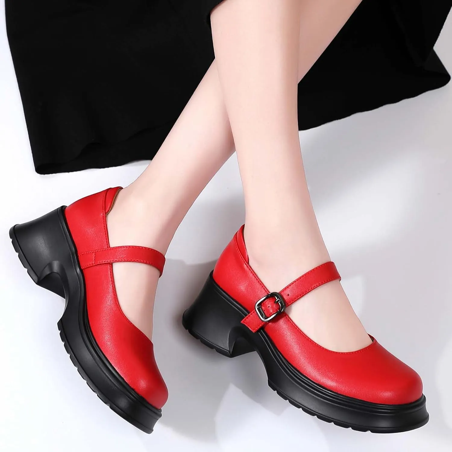 Mary Janes for Women Chunky Platform Mary Jane Heels Comfortable Dress Pumps Casual Office Work Shoes