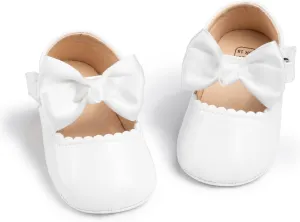 Meckior Infant Baby Girls Boys Handmade Princess Flats Toddler First Walkers Soft PU Leather Non-Slip Crib Wedding Dress Shoes