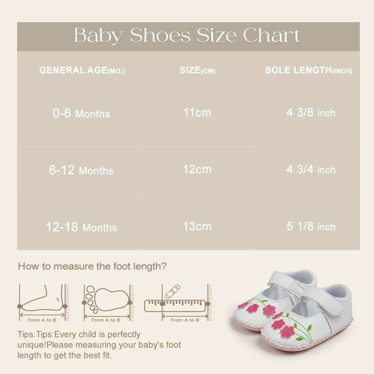 Meckior Infant Baby Girls Boys Handmade Princess Flats Toddler First Walkers Soft PU Leather Non-Slip Crib Wedding Dress Shoes