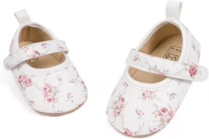 Meckior Infant Baby Girls Boys Handmade Princess Flats Toddler First Walkers Soft PU Leather Non-Slip Crib Wedding Dress Shoes