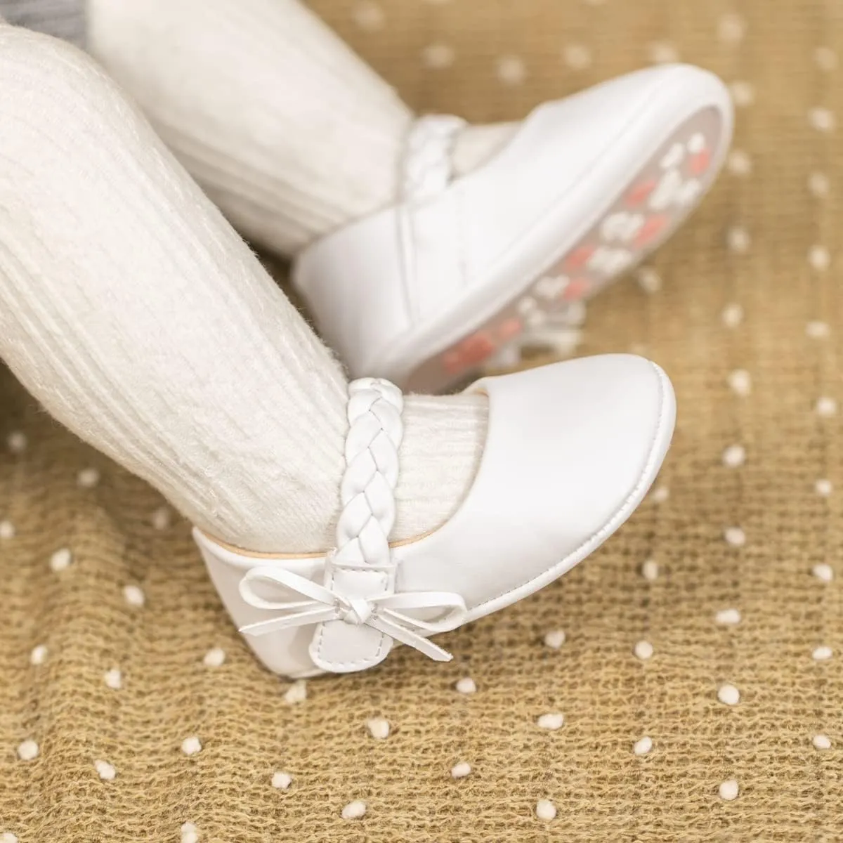 Meckior Infant Baby Girls Boys Handmade Princess Flats Toddler First Walkers Soft PU Leather Non-Slip Crib Wedding Dress Shoes
