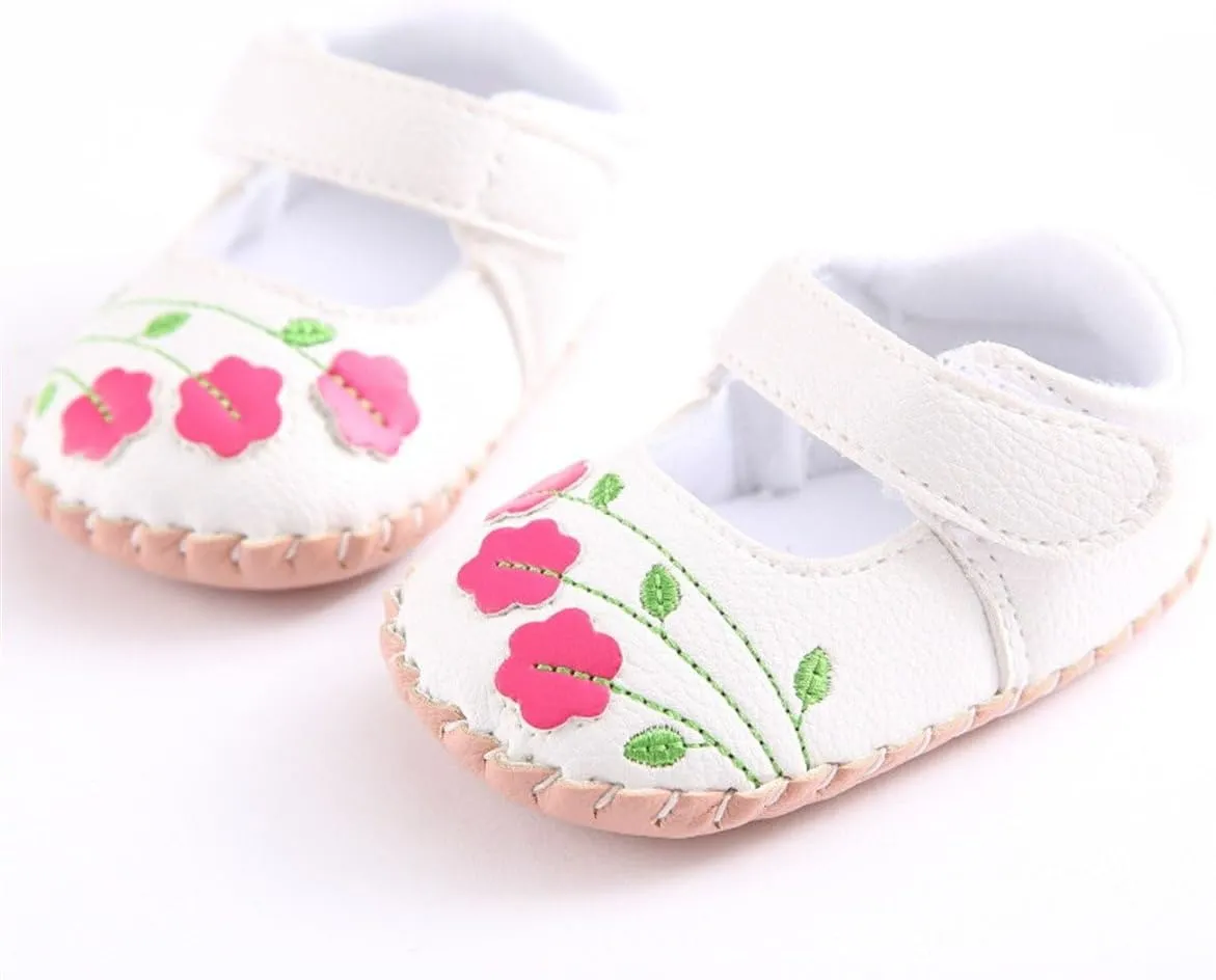 Meckior Infant Baby Girls Boys Handmade Princess Flats Toddler First Walkers Soft PU Leather Non-Slip Crib Wedding Dress Shoes