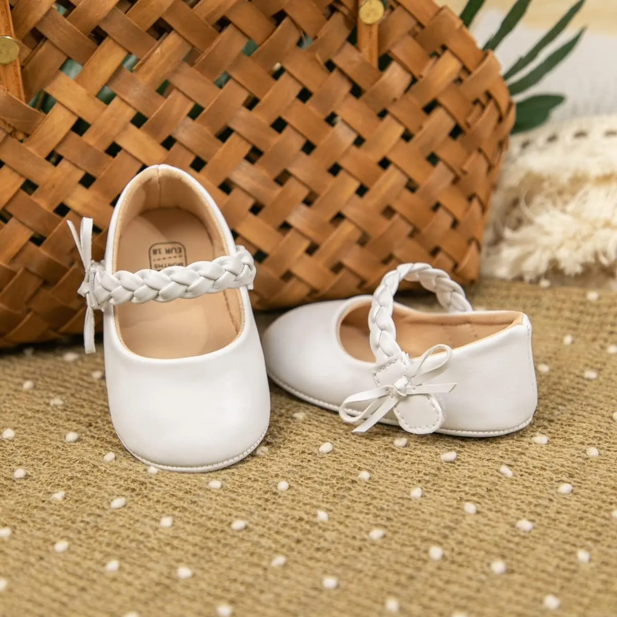 Meckior Infant Baby Girls Boys Handmade Princess Flats Toddler First Walkers Soft PU Leather Non-Slip Crib Wedding Dress Shoes