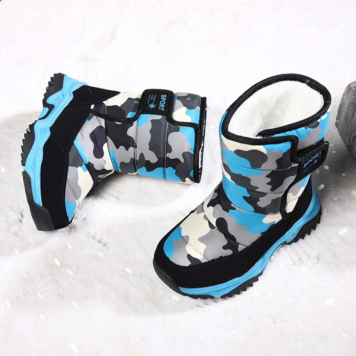 Meidiastra Kids Boys Girls Snow Boots Winter Fully Fur Lined Warm Shoes Outdoor Slip Resistant Walking Boots(Toddler/Little Kid/Big Kid)