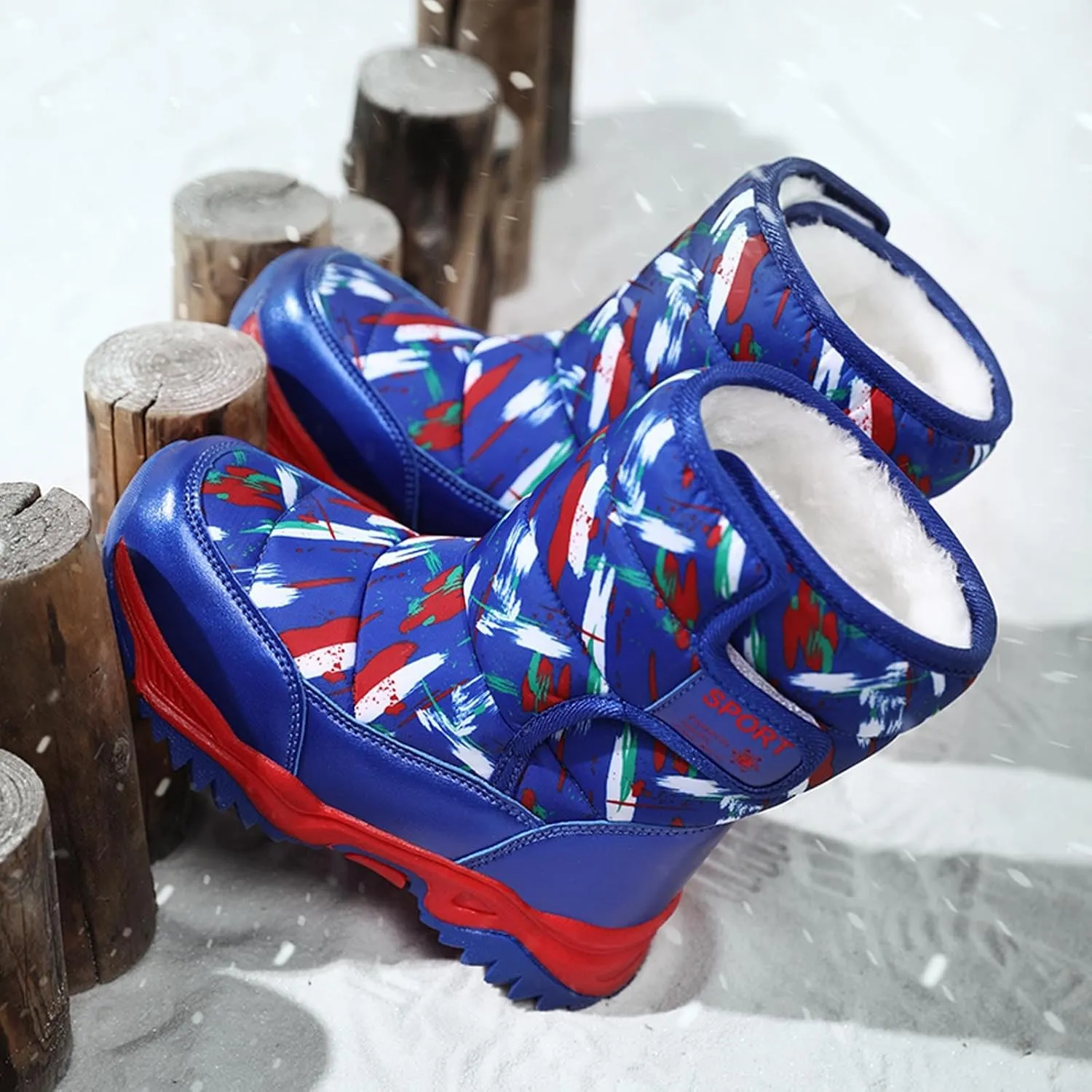 Meidiastra Kids Boys Girls Snow Boots Winter Fully Fur Lined Warm Shoes Outdoor Slip Resistant Walking Boots(Toddler/Little Kid/Big Kid)