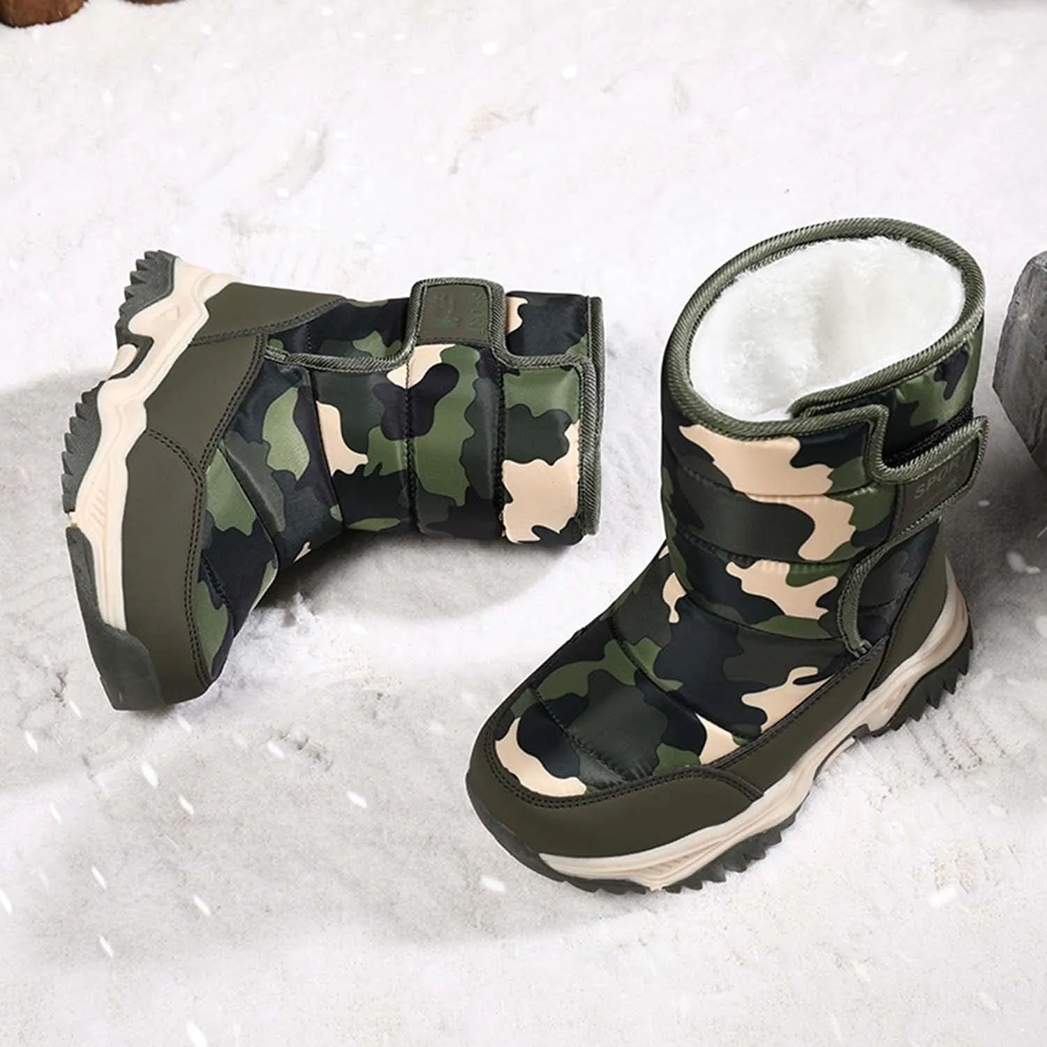 Meidiastra Kids Boys Girls Snow Boots Winter Fully Fur Lined Warm Shoes Outdoor Slip Resistant Walking Boots(Toddler/Little Kid/Big Kid)