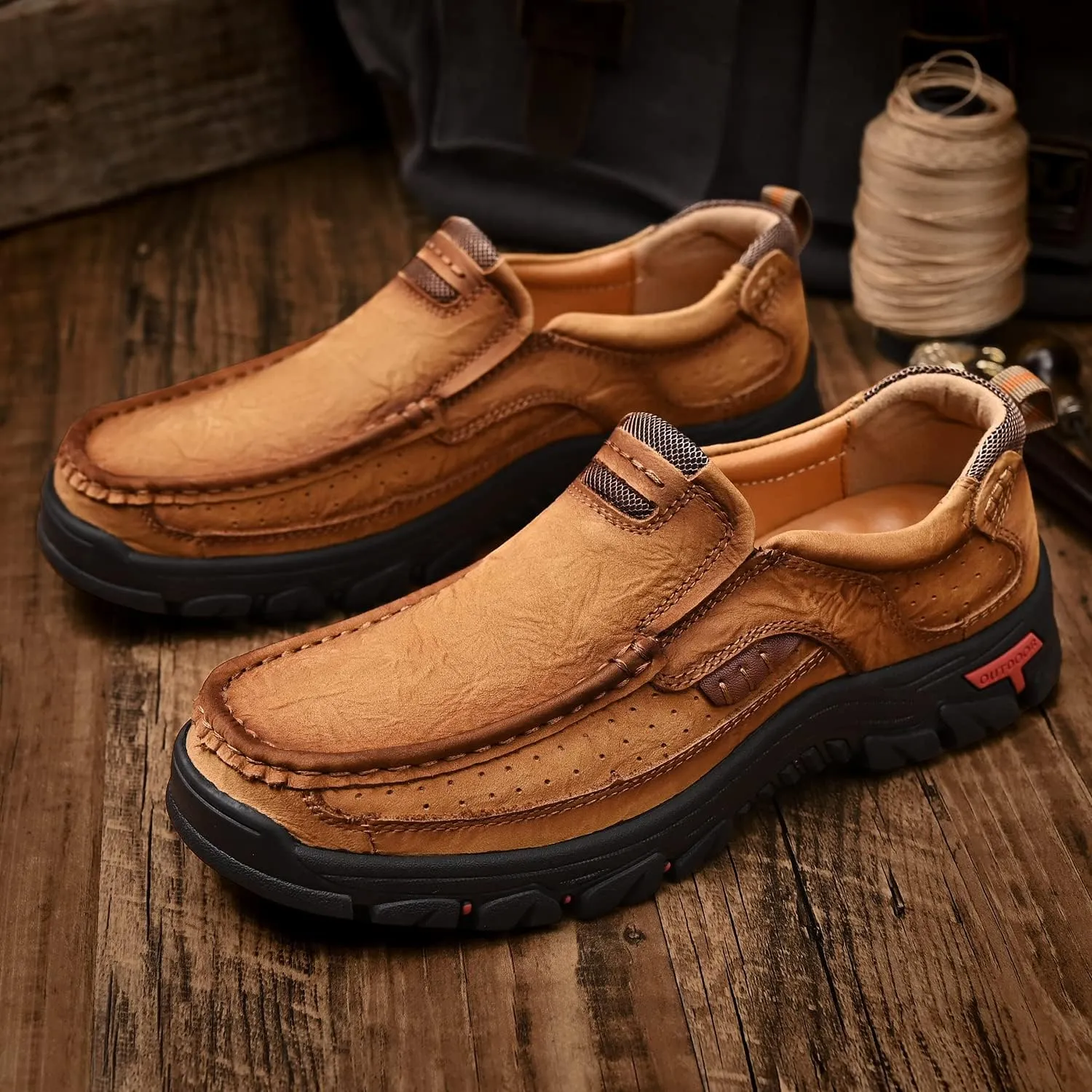 Men Casual Shoes Leather Slip On Loafers Walking Shoes for Work Office Dress Outdoor