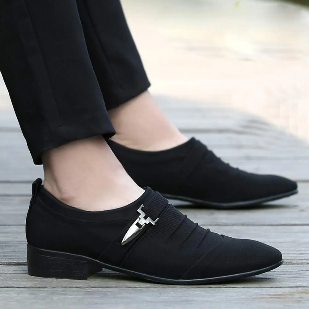 Men Casual Shoes Pointed Toe Formal Shoes Canvas Fashion Business Shoe Boots