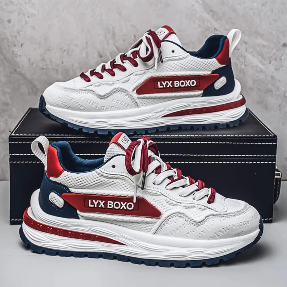 Mens Breath Mesh Sneakers Tennis Walking Shoes for Men Wide Korean Style Thick-Soled Daddy Width Court Shoes