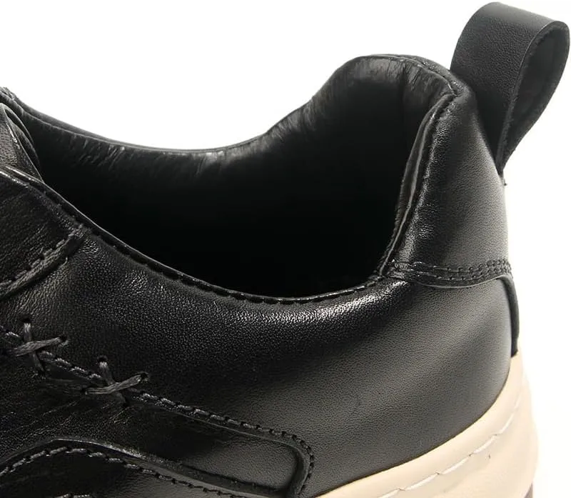 Men's Casual Sneakers Casual Leather Shoes Thick-Soled Comfortable Shoes Round Toe Non-Slip Rubber Soft Sole Lace-ups Breathable Durability Driving Shoes(D,7.5)