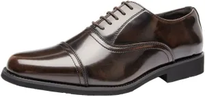 Men's Casual Walking Shoes Office Flats Lace Up Leather Round Toe Low-Top Lug Sole Non Slip Dress Shoes