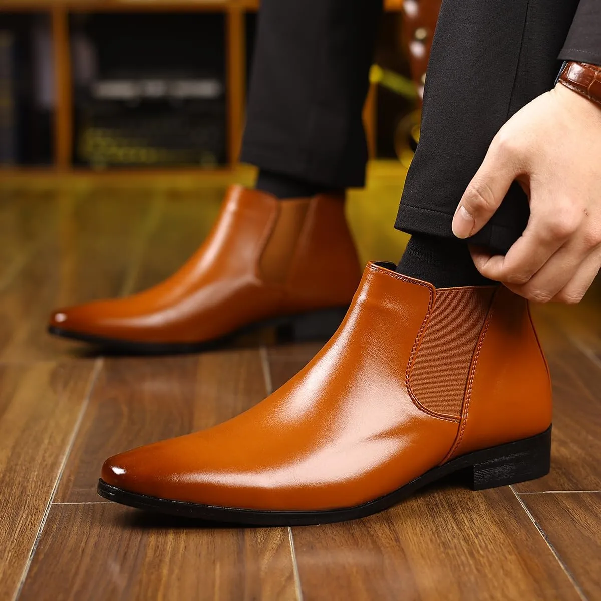 Men's Chelsea Boots Casual Dress Boots Ankle Slip on Boots for Men