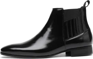 Men's Chelsea Boots Leather Classic Elastic Slip On Chukka Ankle Boots for Men