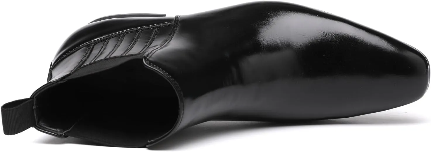 Men's Chelsea Boots Leather Classic Elastic Slip On Chukka Ankle Boots for Men