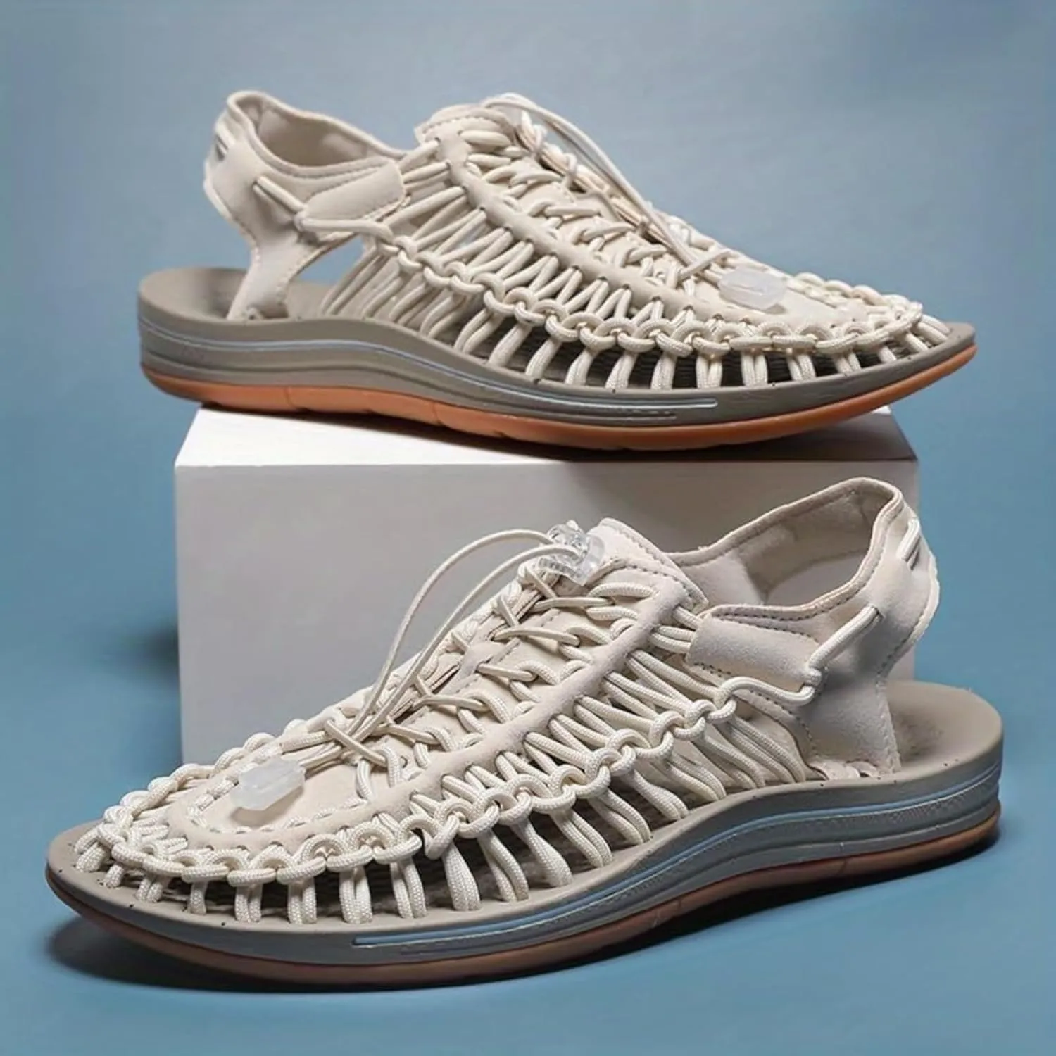 Men's Closed Toe Rope Sandals - Lightweight & Breathable for Beach, Hiking & Casual Wear