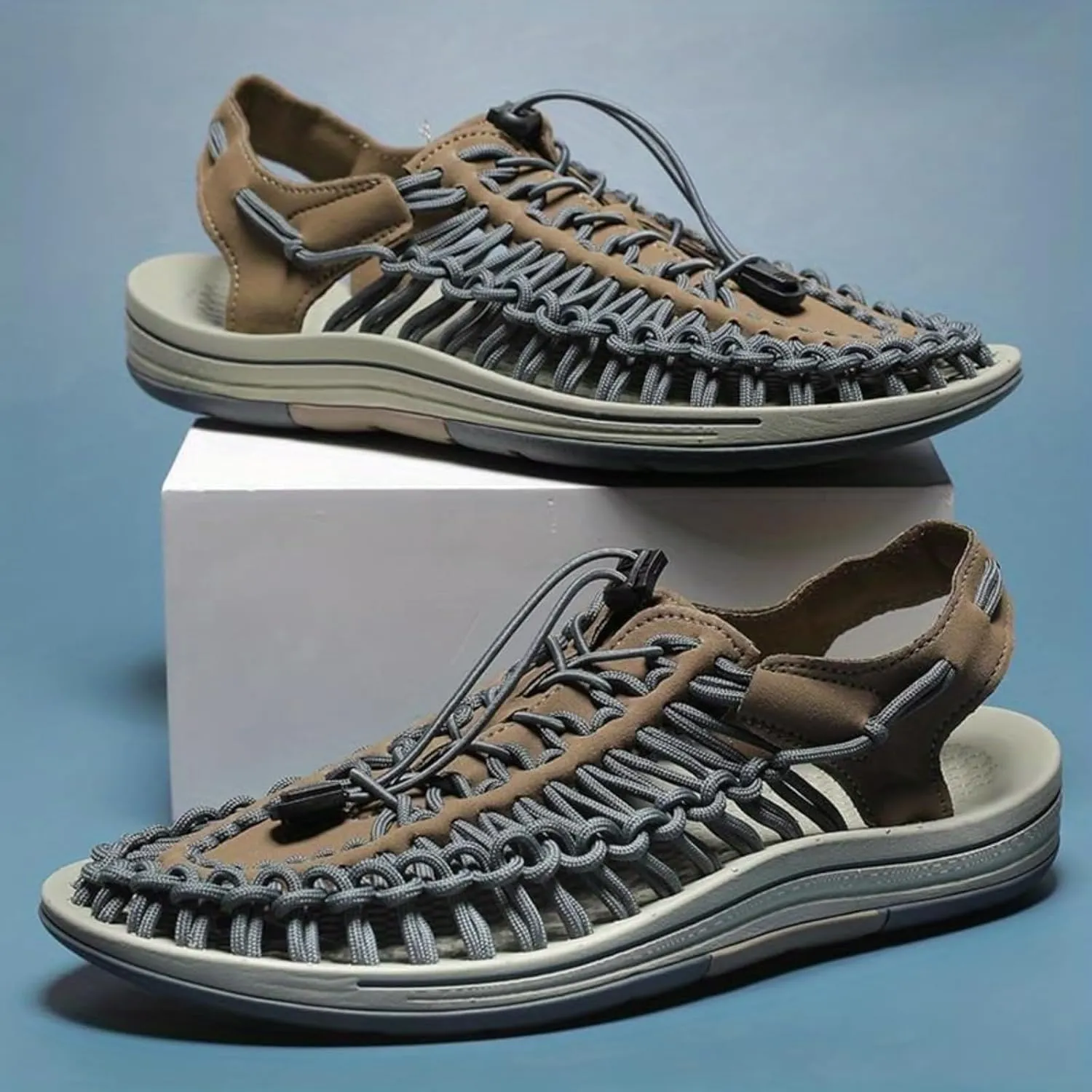 Men's Closed Toe Rope Sandals - Lightweight & Breathable for Beach, Hiking & Casual Wear