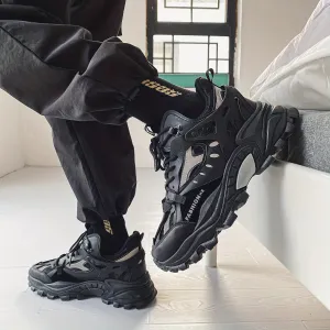 Men's Cloud Pattern Round Toe Lace-Up Thick Sole Athletic Sneakers, Casual Sports Shoes for All Seasons, Breathable Fabric Upper