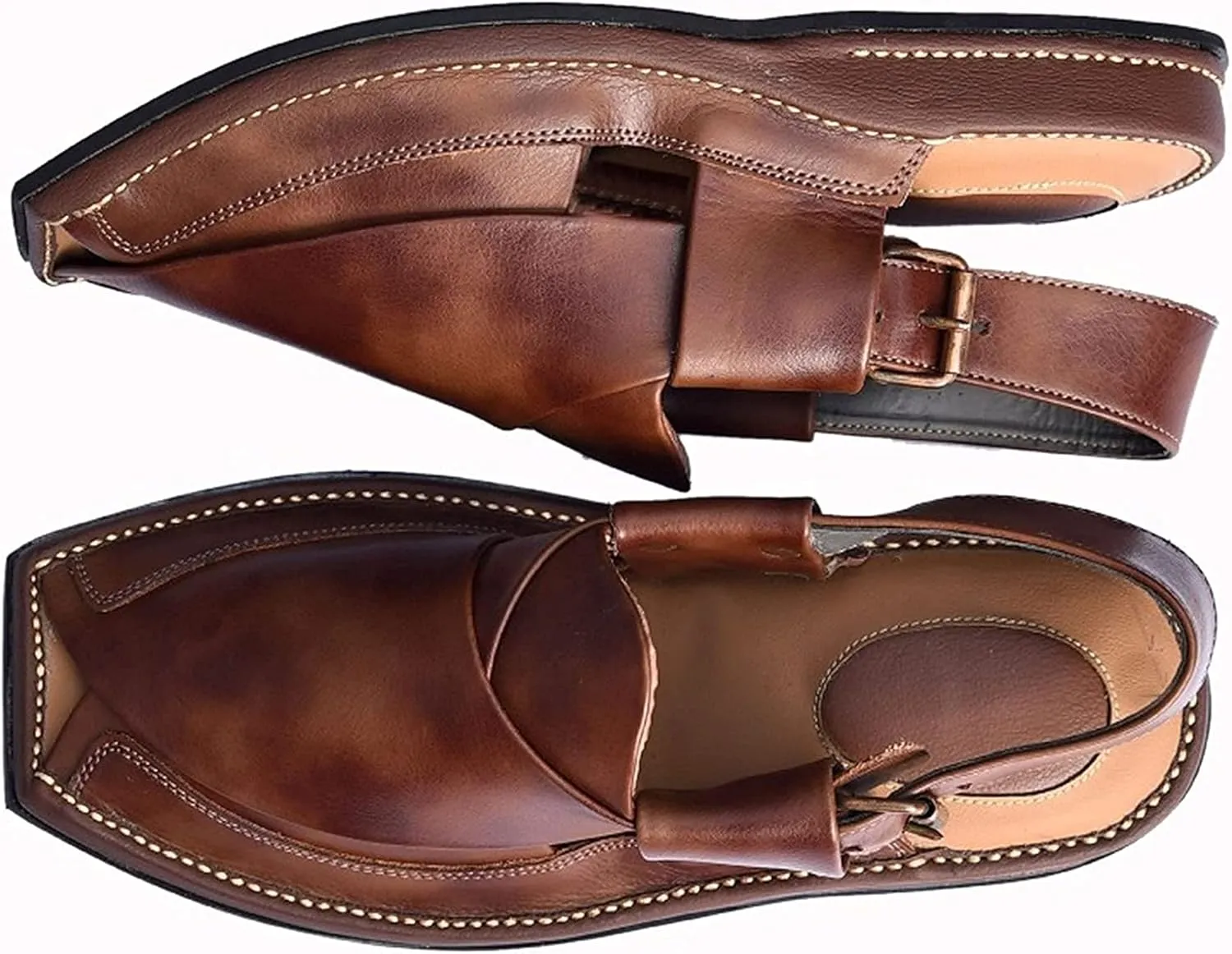 Men's Double Sole Summer Black Genuine Cowhide Leather Sandals Comfort Shoes