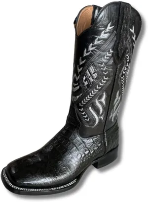 Men's Exotic Pattern Western Cowboy Slip-On Square Toe Boots in Leather-Alex Series Snake, Caiman & Ostrich Styling bota de vaquero para hombre