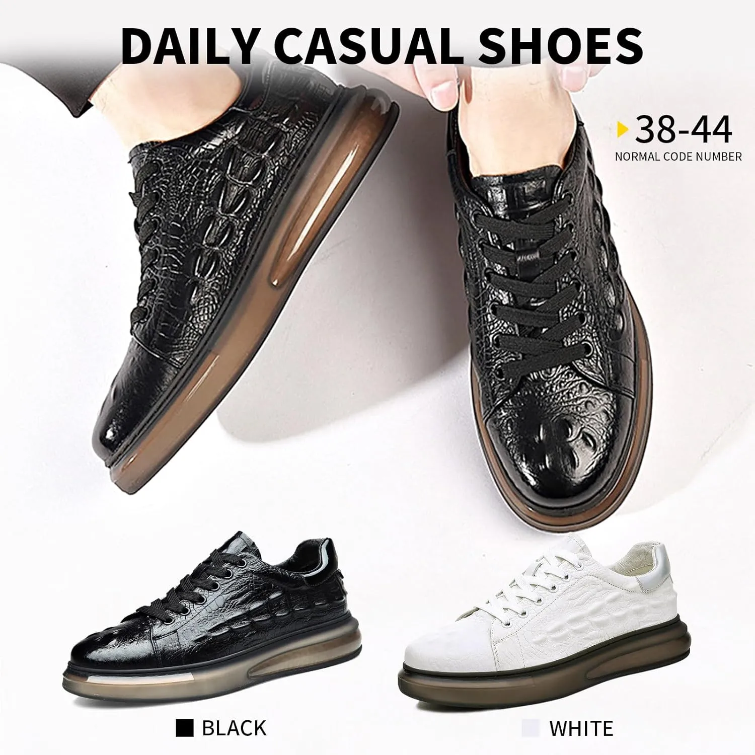 Men's Fashion Printed Height Increasing Platform Sneakers,Lace Up Platform Leather Casual Driving Shoes,Suitable for Outdoor Business Offices