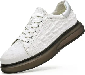 Men's Fashion Printed Height Increasing Platform Sneakers,Lace Up Platform Leather Casual Driving Shoes,Suitable for Outdoor Business Offices