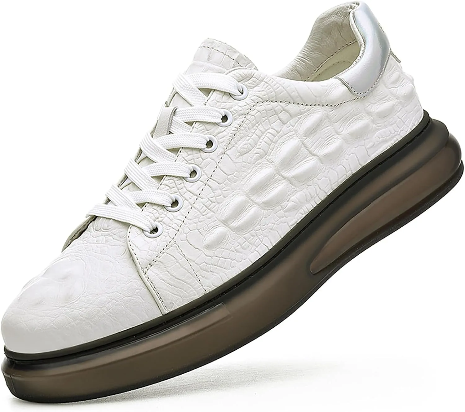 Men's Fashion Printed Height Increasing Platform Sneakers,Lace Up Platform Leather Casual Driving Shoes,Suitable for Outdoor Business Offices