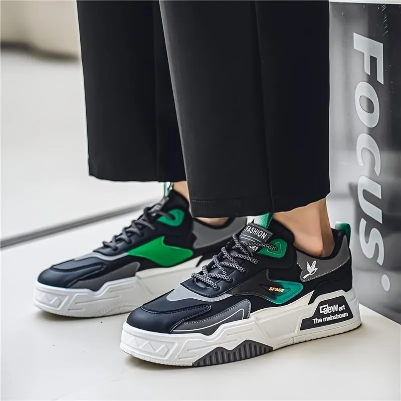 Men's Fashionable Thick Soled Skateboard Shoes, Suitable for Outdoor Campus Walking