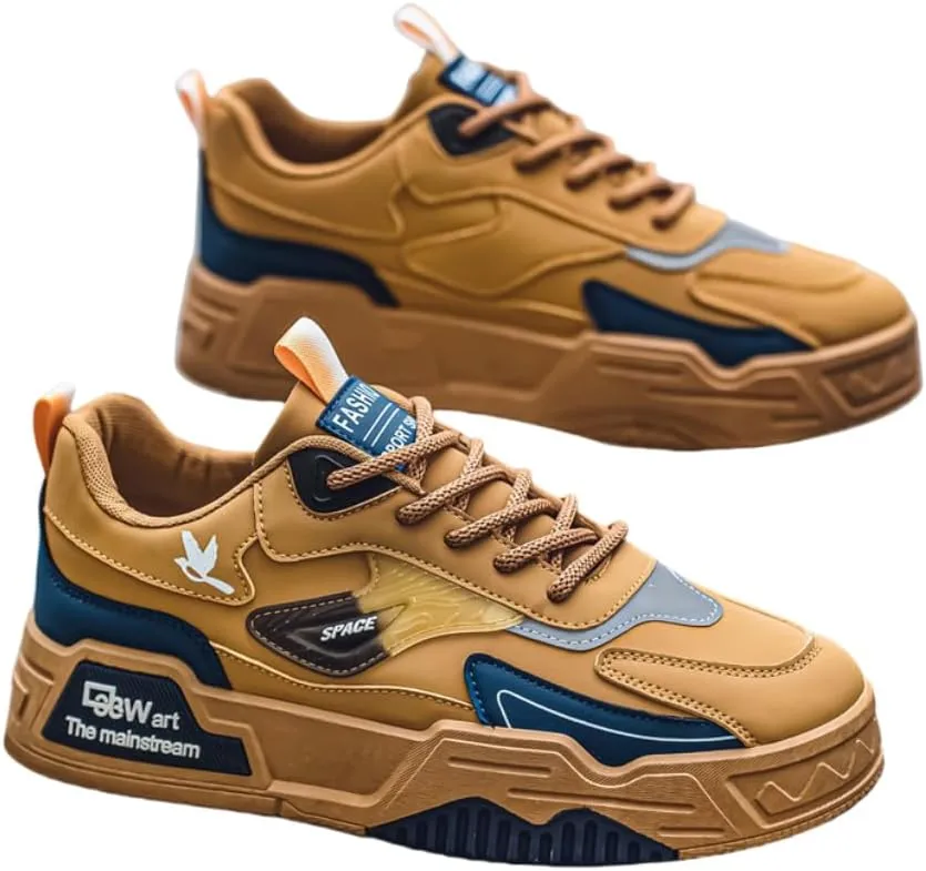 Men's Fashionable Thick Soled Skateboard Shoes, Suitable for Outdoor Campus Walking