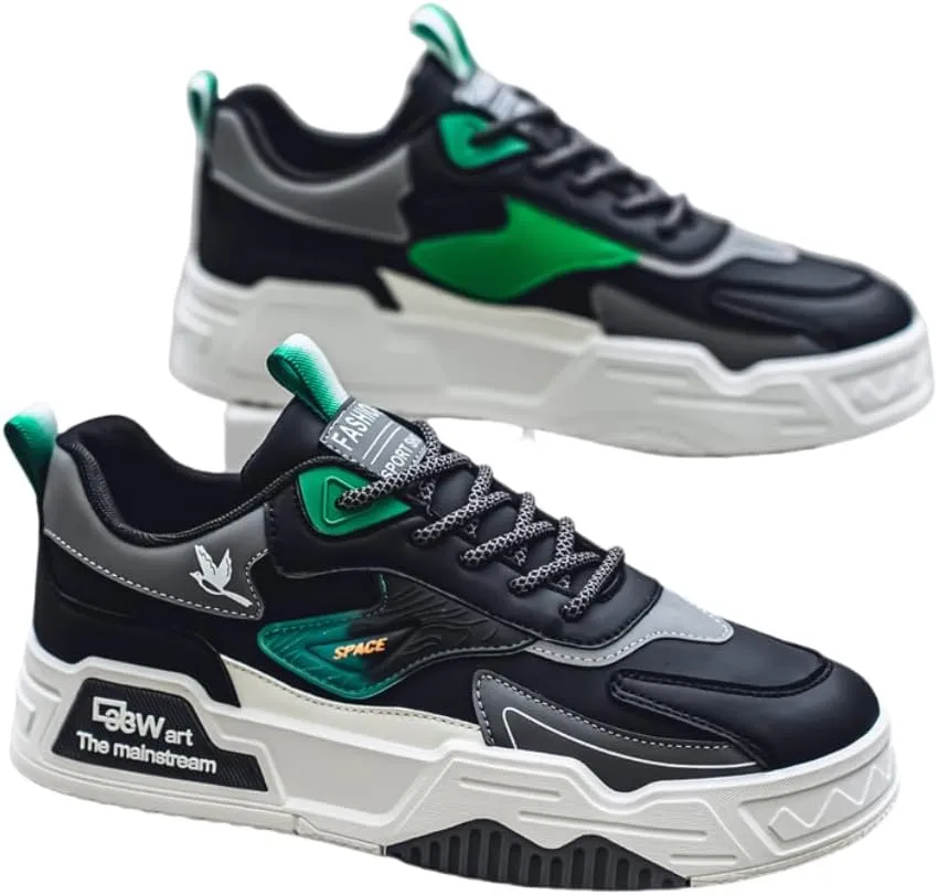 Men's Fashionable Thick Soled Skateboard Shoes, Suitable for Outdoor Campus Walking