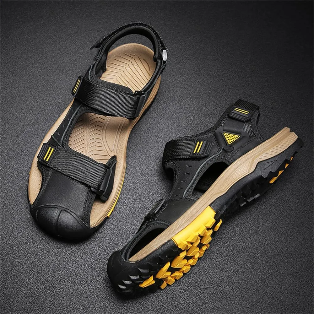 Mens Hiking Sandals Closed Toe Athletic Sport Sandals Leather Lightweight Trail Walking Casual Water Shoes