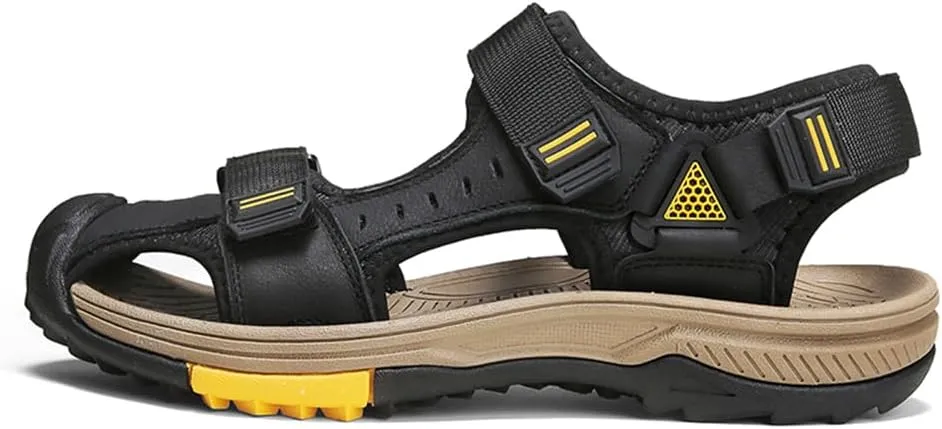 Mens Hiking Sandals Closed Toe Athletic Sport Sandals Leather Lightweight Trail Walking Casual Water Shoes
