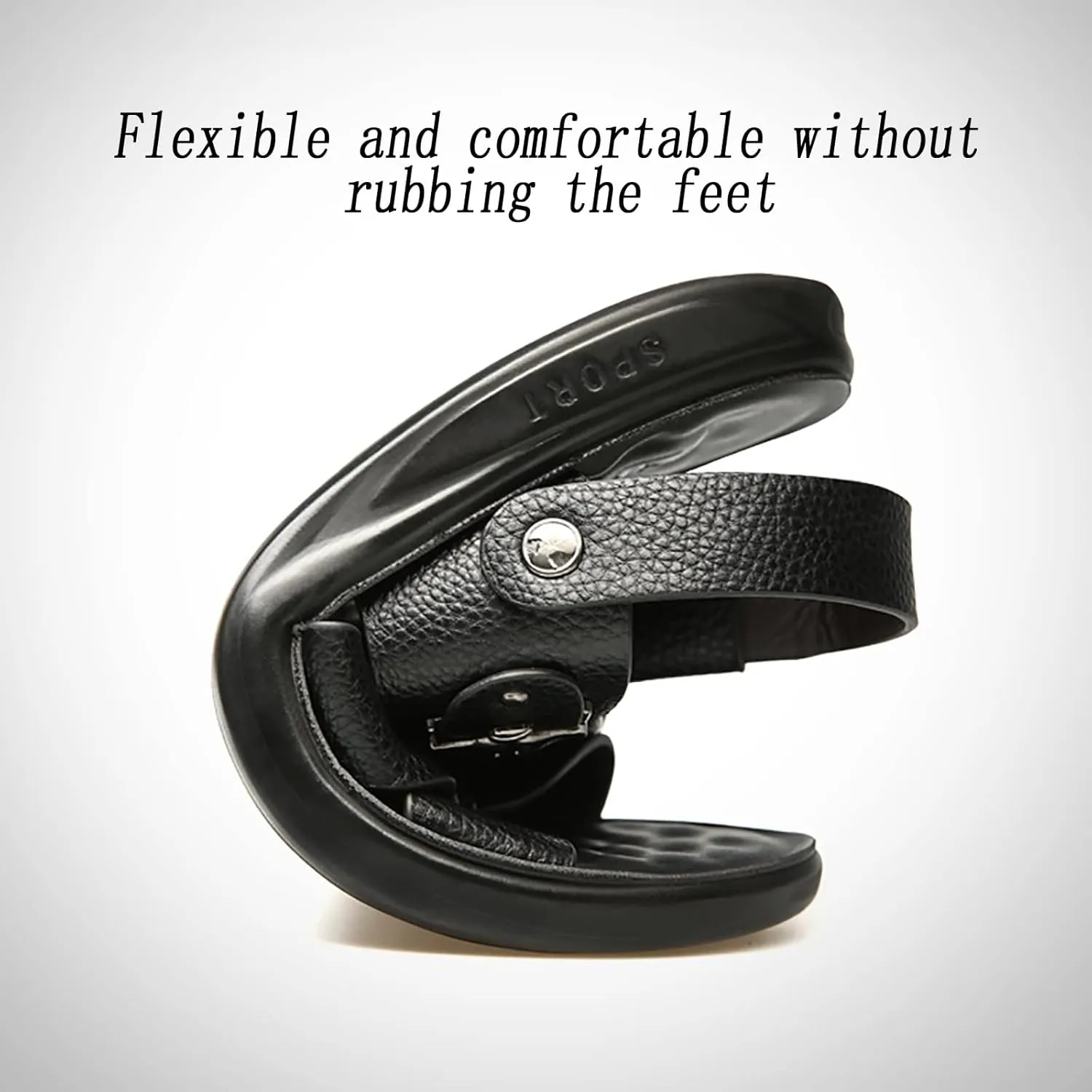 Mens Leather Cross Strap Sandals, Summer Cowhide Open Toe Beach Slippers, Outdoor Concave and Convex Anti-skid Texture Walking Sandals