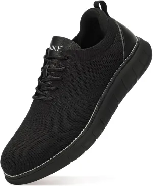 Men's Mesh Dress Shoes Casual Business Lace Up Oxford Sneakers Lightweight Breathable Walking Shoes Comfortable Thick Sole Tennis Footwear
