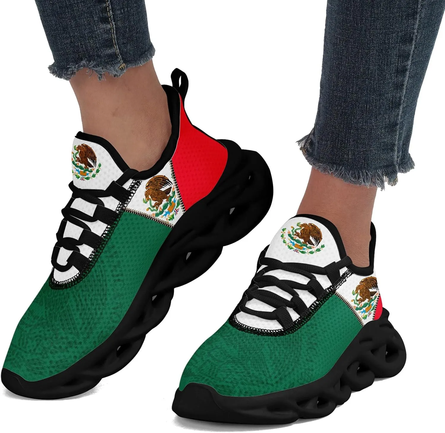 Men's Mexican Flag Sneakers Women's Lightweight Festivals Gift Mexico Unisex Running Sports Athletic Baseball Shoes