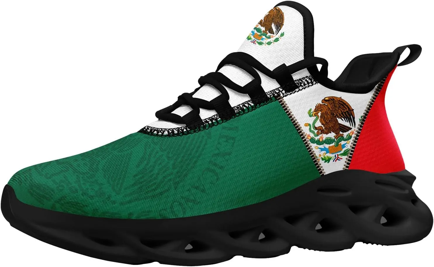 Men's Mexican Flag Sneakers Women's Lightweight Festivals Gift Mexico Unisex Running Sports Athletic Baseball Shoes
