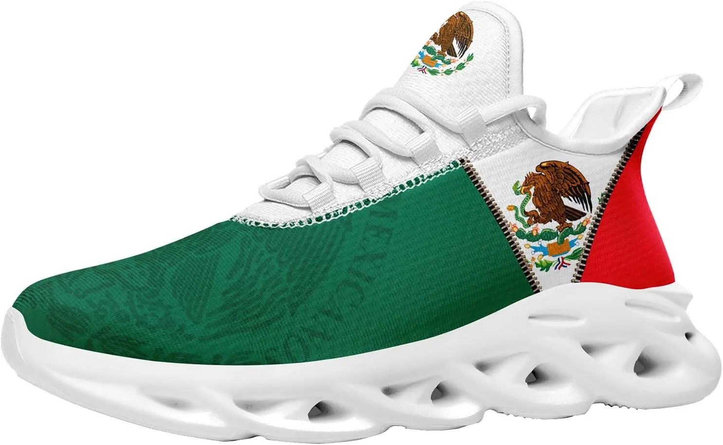 Men's Mexican Flag Sneakers Women's Lightweight Festivals Gift Mexico Unisex Running Sports Athletic Baseball Shoes
