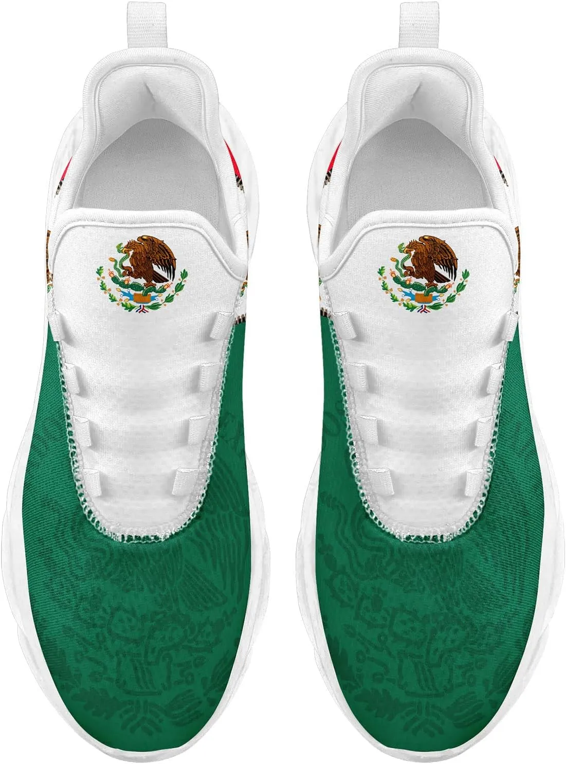 Men's Mexican Flag Sneakers Women's Lightweight Festivals Gift Mexico Unisex Running Sports Athletic Baseball Shoes