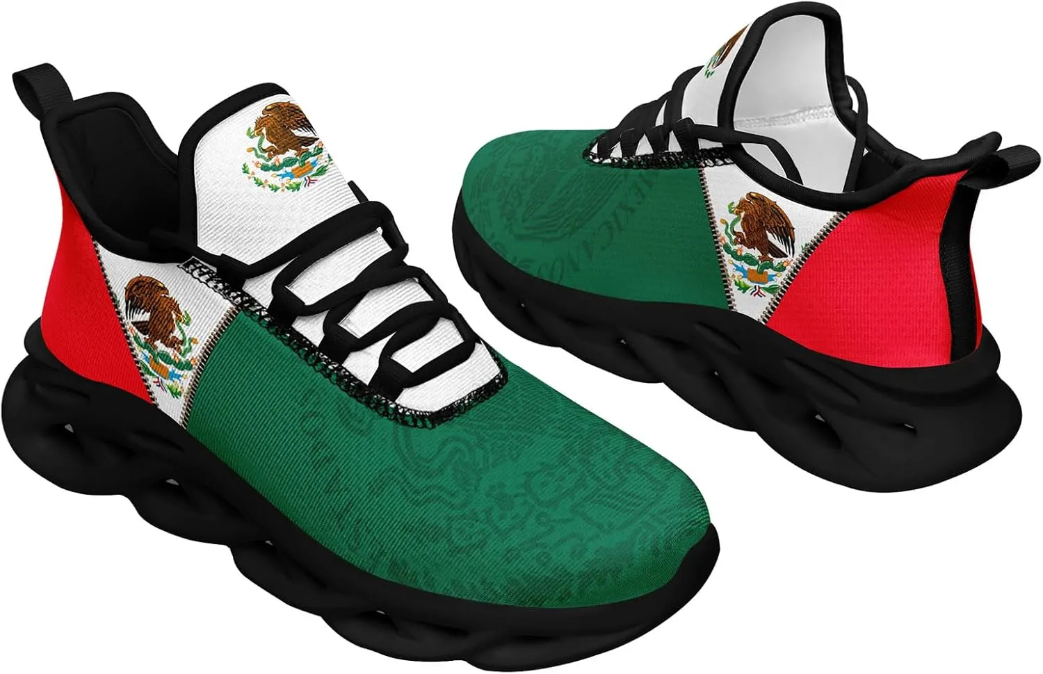 Men's Mexican Flag Sneakers Women's Lightweight Festivals Gift Mexico Unisex Running Sports Athletic Baseball Shoes