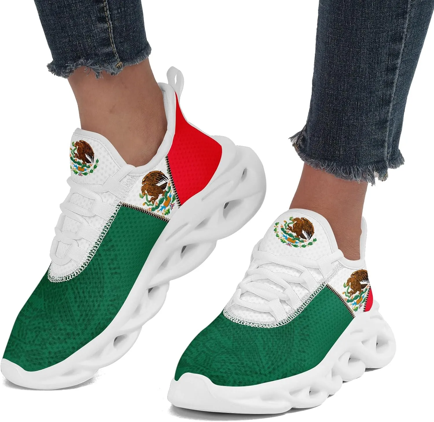 Men's Mexican Flag Sneakers Women's Lightweight Festivals Gift Mexico Unisex Running Sports Athletic Baseball Shoes