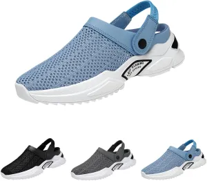 Men's Orthopedic Hollow-Out Summer Sandals,Breathable Knitted Mesh,Thick Sole Slip-On Knitted Clogs,with Arch Support