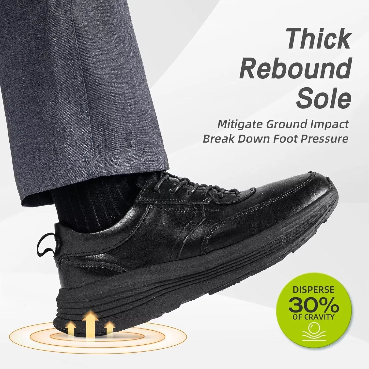 Men's Orthopedic Leather Dress Fashion Sneakers: Comfortable Plantar Fasciitis Business Walking Shoes with Arch Support, Orthotic Flat Feet Thick Sole Sneakers for Foot and Heel Pain Relief