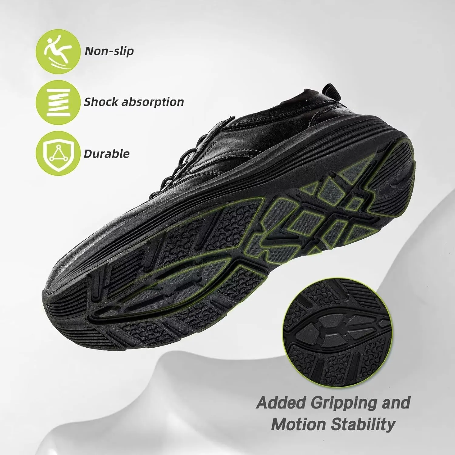 Men's Orthopedic Leather Dress Fashion Sneakers: Comfortable Plantar Fasciitis Business Walking Shoes with Arch Support, Orthotic Flat Feet Thick Sole Sneakers for Foot and Heel Pain Relief