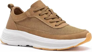 Men's Orthopedic Walking Shoes for Plantar Fasciitis: Comfortable Stylish Orthotic Fashion Sneakers with Arch Support for Flat Feet, Adjustable Running Shoes for Neuropathy Pain Brown Size 9