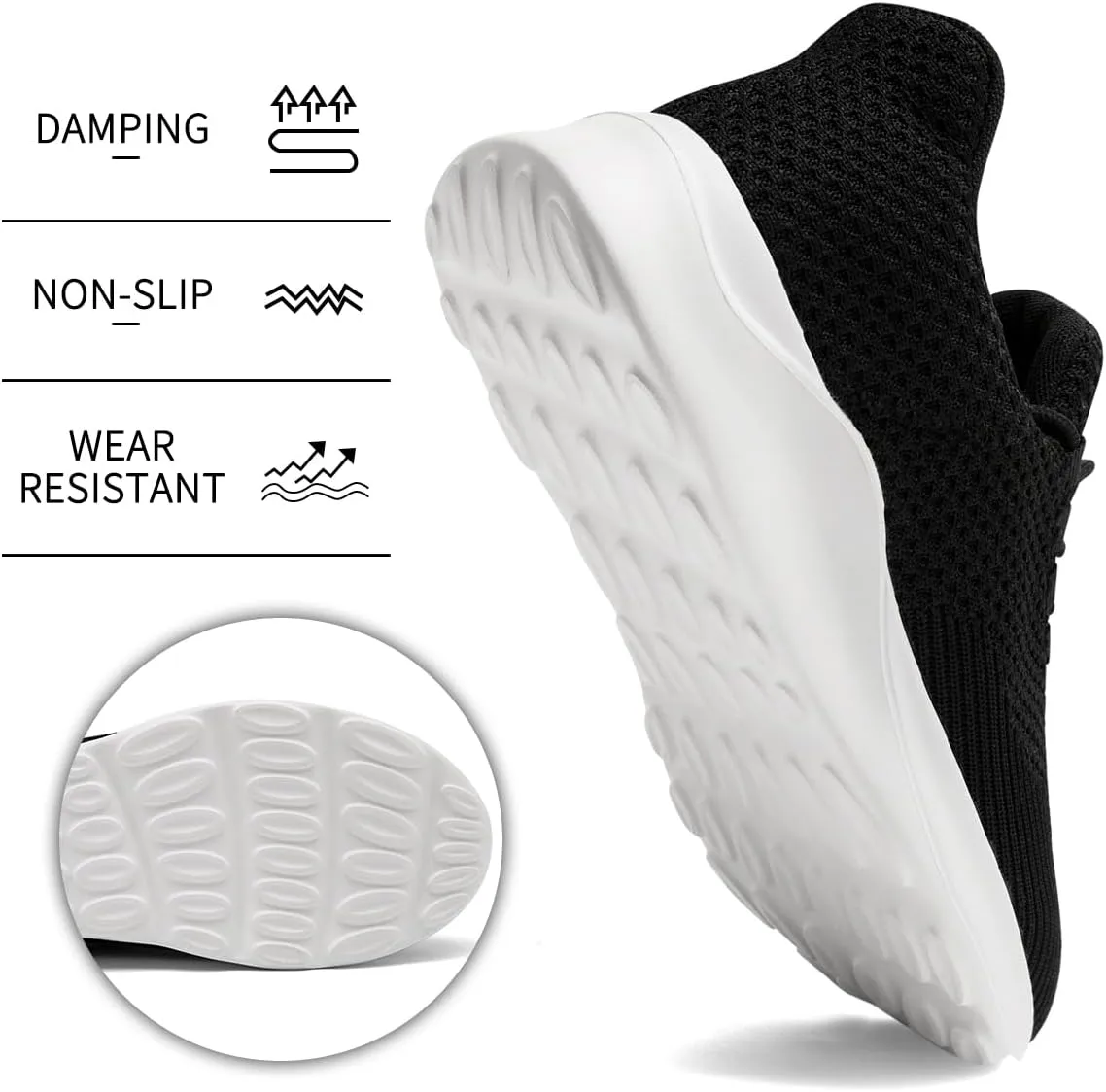 Mens Running Shoes Slip On Sneakers Walking Tennis Shoes Gym Athletic Sports Fashion Casual Breathable