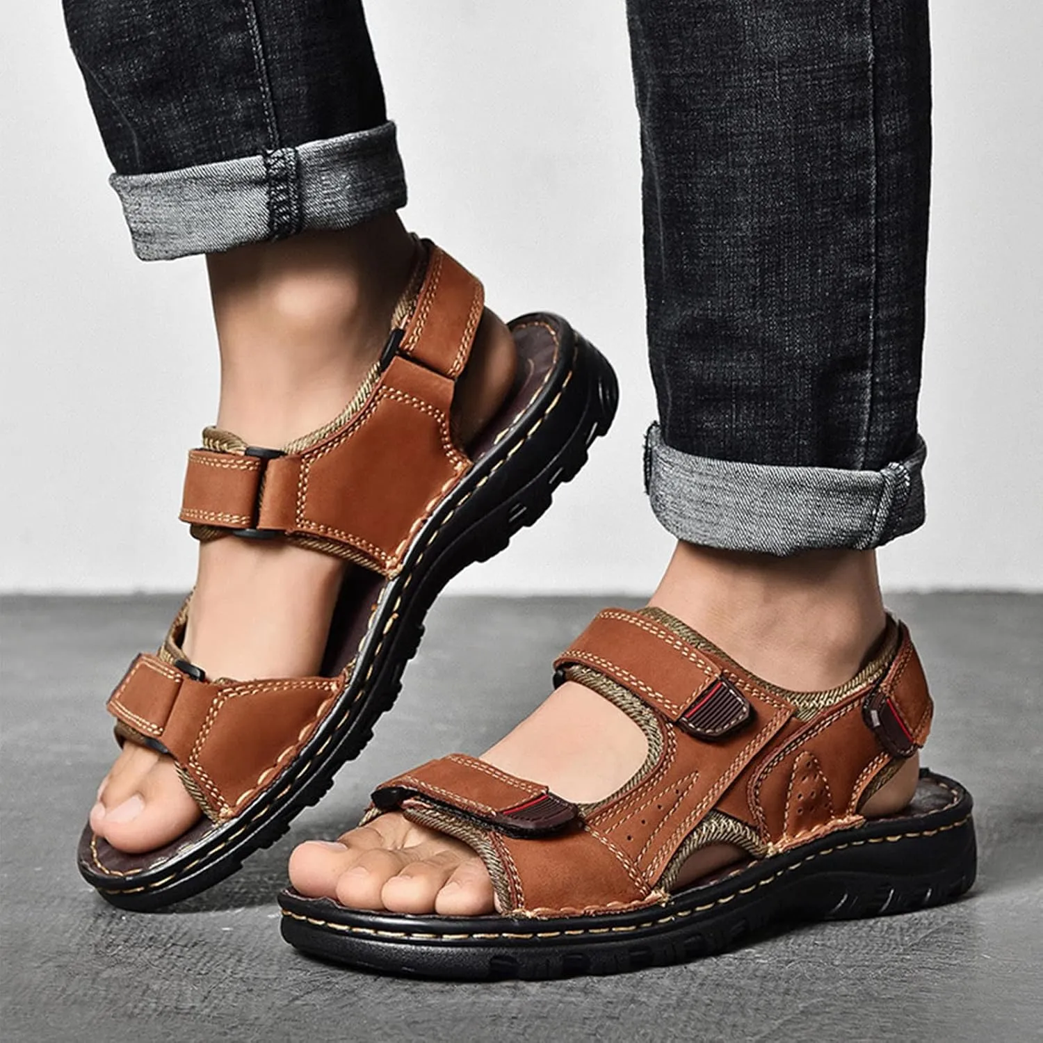 Men's Sandals, Men's Hiking Sandals Open Toe Outdoor Beach Sandal, Lightweight Trail Walking Sandals for Men