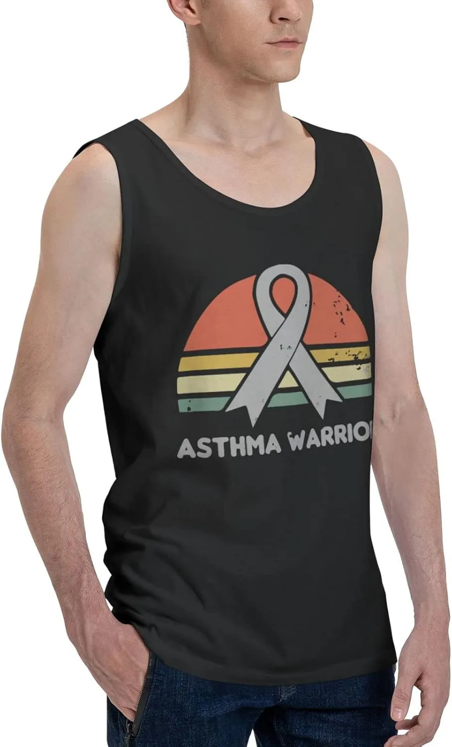 Men's Tank Top Sleeveless Tees Asthma Awareness Quick Dry Sport Shirts Muscle Workout Gym Beach T-Shirts
