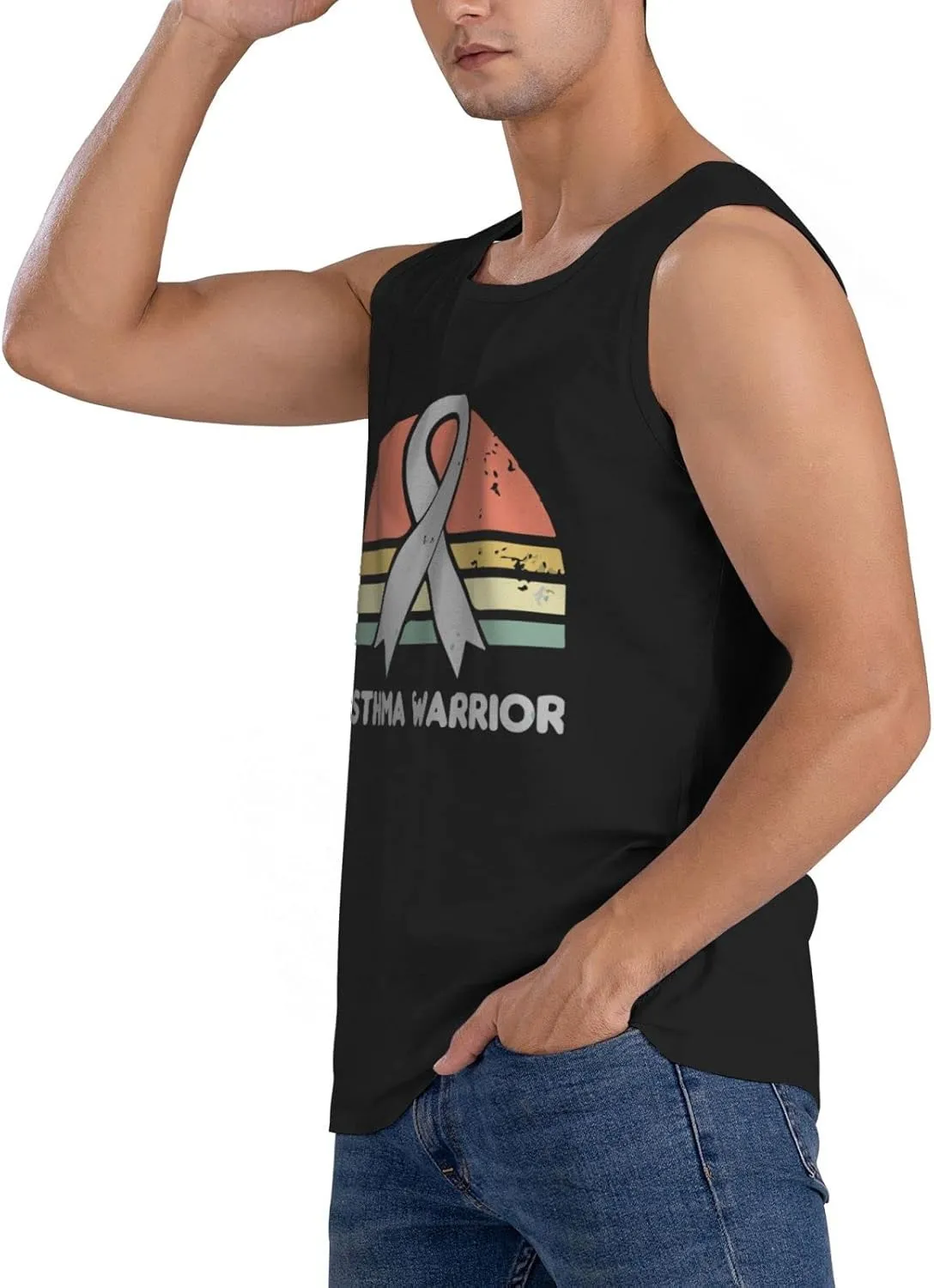 Men's Tank Top Sleeveless Tees Asthma Awareness Quick Dry Sport Shirts Muscle Workout Gym Beach T-Shirts