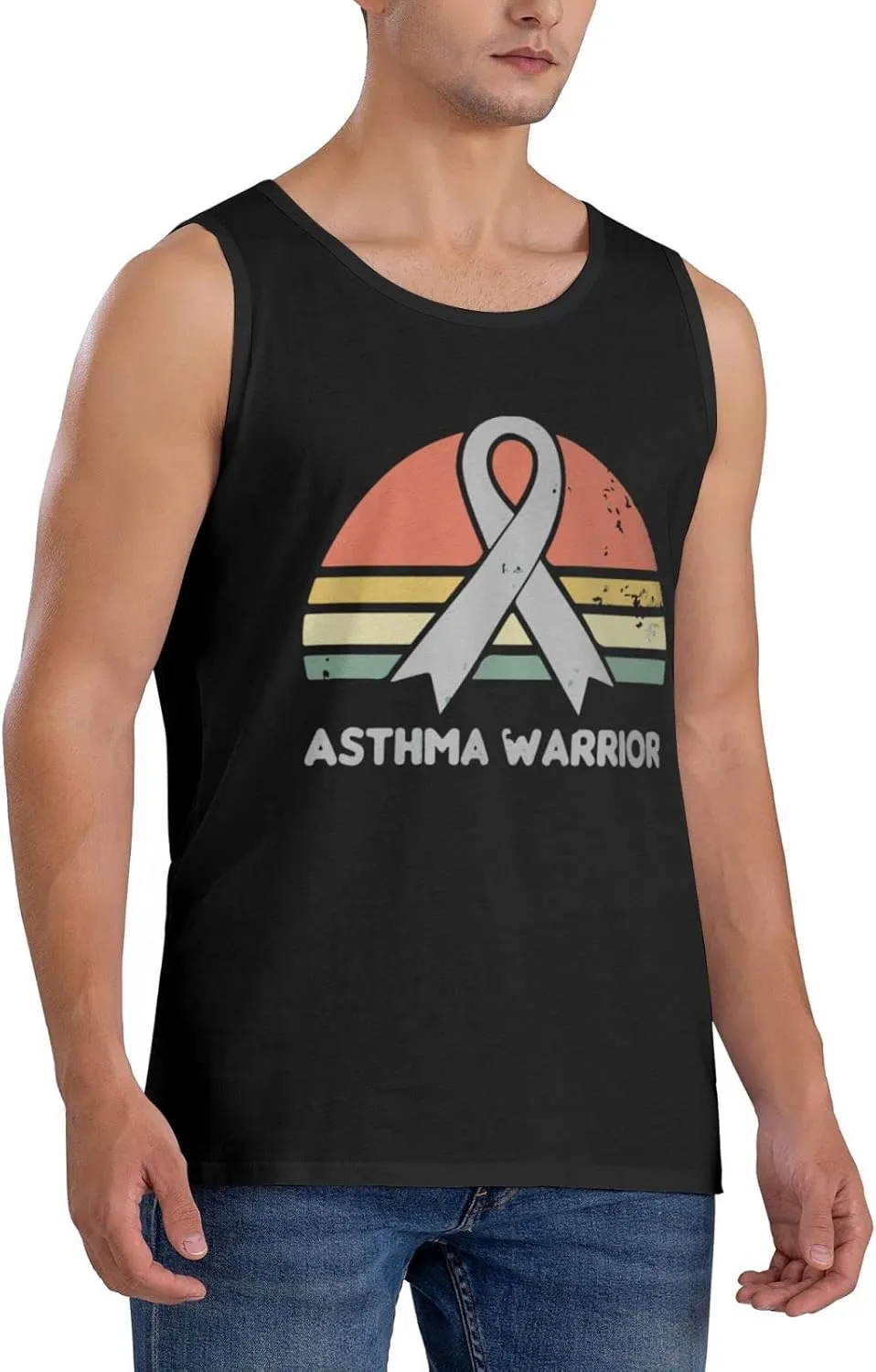 Men's Tank Top Sleeveless Tees Asthma Awareness Quick Dry Sport Shirts Muscle Workout Gym Beach T-Shirts