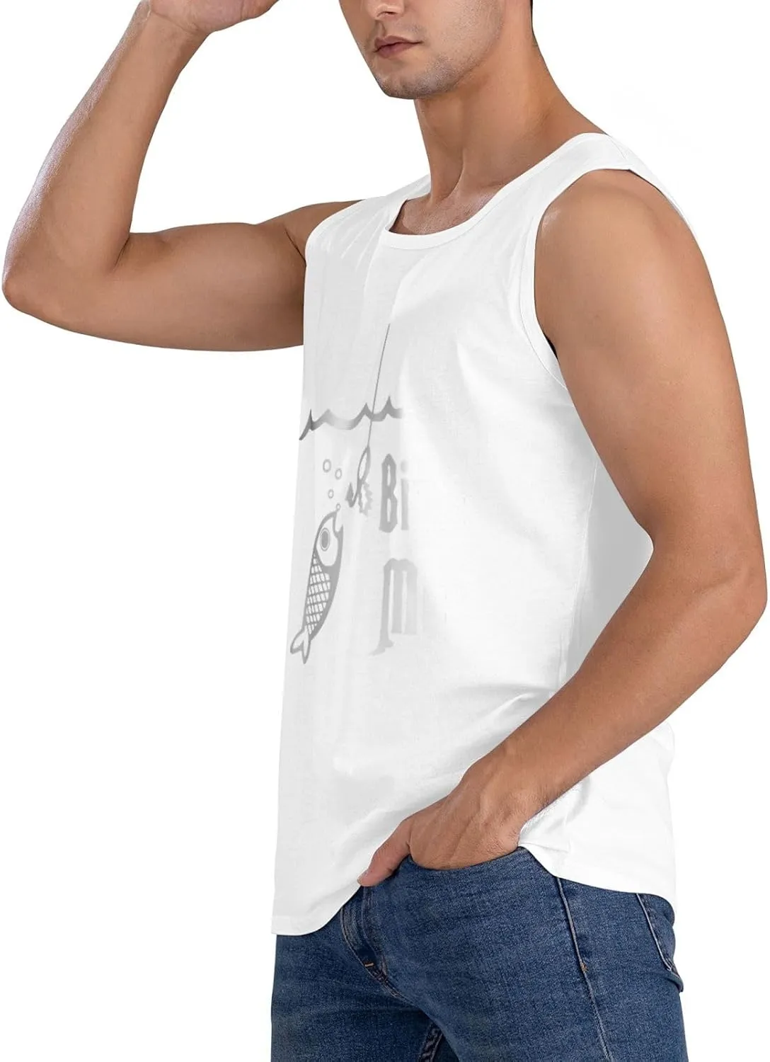Men's Tank Top Sleeveless Tees Fish Hook Fishing Quick Dry Sport Shirts Muscle Workout Gym Beach T-Shirts
