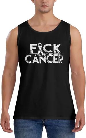Men's Tank Top Sleeveless Tees Fuck Cancer Quick Dry Sport Shirts Muscle Workout Gym Beach T-Shirts